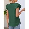 imagePRETTYGARDEN Summer Tops for Women 2025 Spring Trendy Fashion Clothes Casual Ruffle V Neck Short Sleeve Shirts BlousesDark Green