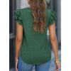 imagePRETTYGARDEN Summer Tops for Women 2025 Spring Trendy Fashion Clothes Casual Ruffle V Neck Short Sleeve Shirts BlousesDark Green