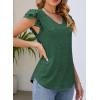 imagePRETTYGARDEN Summer Tops for Women 2025 Spring Trendy Fashion Clothes Casual Ruffle V Neck Short Sleeve Shirts BlousesDark Green