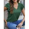 imagePRETTYGARDEN Summer Tops for Women 2025 Spring Trendy Fashion Clothes Casual Ruffle V Neck Short Sleeve Shirts BlousesDark Green