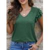 imagePRETTYGARDEN Summer Tops for Women 2025 Spring Trendy Fashion Clothes Casual Ruffle V Neck Short Sleeve Shirts BlousesDark Green