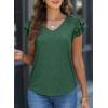 imagePRETTYGARDEN Summer Tops for Women 2025 Spring Trendy Fashion Clothes Casual Ruffle V Neck Short Sleeve Shirts BlousesDark Green