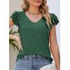 imagePRETTYGARDEN Summer Tops for Women 2025 Spring Trendy Fashion Clothes Casual Ruffle V Neck Short Sleeve Shirts BlousesDark Green
