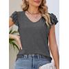 imagePRETTYGARDEN Summer Tops for Women 2025 Spring Trendy Fashion Clothes Casual Ruffle V Neck Short Sleeve Shirts BlousesDark Grey