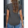 imagePRETTYGARDEN Summer Tops for Women 2025 Spring Trendy Fashion Clothes Casual Ruffle V Neck Short Sleeve Shirts BlousesDark Grey