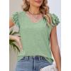 imagePRETTYGARDEN Summer Tops for Women 2025 Spring Trendy Fashion Clothes Casual Ruffle V Neck Short Sleeve Shirts BlousesGreen