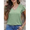 imagePRETTYGARDEN Summer Tops for Women 2025 Spring Trendy Fashion Clothes Casual Ruffle V Neck Short Sleeve Shirts BlousesGreen