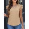 imagePRETTYGARDEN Summer Tops for Women 2025 Spring Trendy Fashion Clothes Casual Ruffle V Neck Short Sleeve Shirts BlousesKhaki