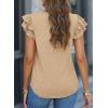 imagePRETTYGARDEN Summer Tops for Women 2025 Spring Trendy Fashion Clothes Casual Ruffle V Neck Short Sleeve Shirts BlousesKhaki