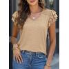 imagePRETTYGARDEN Summer Tops for Women 2025 Spring Trendy Fashion Clothes Casual Ruffle V Neck Short Sleeve Shirts BlousesKhaki