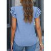 imagePRETTYGARDEN Summer Tops for Women 2025 Spring Trendy Fashion Clothes Casual Ruffle V Neck Short Sleeve Shirts BlousesLight Blue