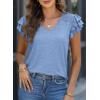 imagePRETTYGARDEN Summer Tops for Women 2025 Spring Trendy Fashion Clothes Casual Ruffle V Neck Short Sleeve Shirts BlousesLight Blue