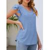 imagePRETTYGARDEN Summer Tops for Women 2025 Spring Trendy Fashion Clothes Casual Ruffle V Neck Short Sleeve Shirts BlousesLight Blue