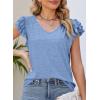 imagePRETTYGARDEN Summer Tops for Women 2025 Spring Trendy Fashion Clothes Casual Ruffle V Neck Short Sleeve Shirts BlousesLight Blue