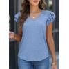 imagePRETTYGARDEN Summer Tops for Women 2025 Spring Trendy Fashion Clothes Casual Ruffle V Neck Short Sleeve Shirts BlousesLight Blue