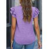 imagePRETTYGARDEN Summer Tops for Women 2025 Spring Trendy Fashion Clothes Casual Ruffle V Neck Short Sleeve Shirts BlousesPurple