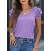 imagePRETTYGARDEN Summer Tops for Women 2025 Spring Trendy Fashion Clothes Casual Ruffle V Neck Short Sleeve Shirts BlousesPurple