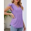 imagePRETTYGARDEN Summer Tops for Women 2025 Spring Trendy Fashion Clothes Casual Ruffle V Neck Short Sleeve Shirts BlousesPurple