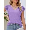 imagePRETTYGARDEN Summer Tops for Women 2025 Spring Trendy Fashion Clothes Casual Ruffle V Neck Short Sleeve Shirts BlousesPurple