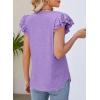 imagePRETTYGARDEN Summer Tops for Women 2025 Spring Trendy Fashion Clothes Casual Ruffle V Neck Short Sleeve Shirts BlousesPurple