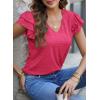 imagePRETTYGARDEN Summer Tops for Women 2025 Spring Trendy Fashion Clothes Casual Ruffle V Neck Short Sleeve Shirts BlousesRose Red