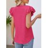 imagePRETTYGARDEN Summer Tops for Women 2025 Spring Trendy Fashion Clothes Casual Ruffle V Neck Short Sleeve Shirts BlousesRose Red