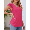 imagePRETTYGARDEN Summer Tops for Women 2025 Spring Trendy Fashion Clothes Casual Ruffle V Neck Short Sleeve Shirts BlousesRose Red