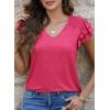 imagePRETTYGARDEN Summer Tops for Women 2025 Spring Trendy Fashion Clothes Casual Ruffle V Neck Short Sleeve Shirts BlousesRose Red
