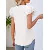 imagePRETTYGARDEN Summer Tops for Women 2025 Spring Trendy Fashion Clothes Casual Ruffle V Neck Short Sleeve Shirts BlousesWhite