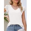 imagePRETTYGARDEN Summer Tops for Women 2025 Spring Trendy Fashion Clothes Casual Ruffle V Neck Short Sleeve Shirts BlousesWhite
