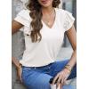 imagePRETTYGARDEN Summer Tops for Women 2025 Spring Trendy Fashion Clothes Casual Ruffle V Neck Short Sleeve Shirts BlousesWhite
