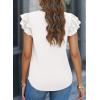 imagePRETTYGARDEN Summer Tops for Women 2025 Spring Trendy Fashion Clothes Casual Ruffle V Neck Short Sleeve Shirts BlousesWhite