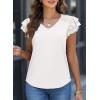 imagePRETTYGARDEN Summer Tops for Women 2025 Spring Trendy Fashion Clothes Casual Ruffle V Neck Short Sleeve Shirts BlousesWhite