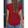 imagePRETTYGARDEN Summer Tops for Women 2025 Spring Trendy Fashion Clothes Casual Ruffle V Neck Short Sleeve Shirts BlousesWine Red