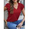 imagePRETTYGARDEN Summer Tops for Women 2025 Spring Trendy Fashion Clothes Casual Ruffle V Neck Short Sleeve Shirts BlousesWine Red