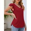 imagePRETTYGARDEN Summer Tops for Women 2025 Spring Trendy Fashion Clothes Casual Ruffle V Neck Short Sleeve Shirts BlousesWine Red