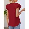 imagePRETTYGARDEN Summer Tops for Women 2025 Spring Trendy Fashion Clothes Casual Ruffle V Neck Short Sleeve Shirts BlousesWine Red