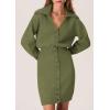 imagePRETTYGARDEN Sweater Dresses for Women 2025 Trendy Long Sleeve Button Down Short Mini Fall Winter DressArmy Green