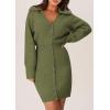 imagePRETTYGARDEN Sweater Dresses for Women 2025 Trendy Long Sleeve Button Down Short Mini Fall Winter DressArmy Green