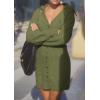 imagePRETTYGARDEN Sweater Dresses for Women 2025 Trendy Long Sleeve Button Down Short Mini Fall Winter DressArmy Green