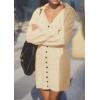 imagePRETTYGARDEN Sweater Dresses for Women 2025 Trendy Long Sleeve Button Down Short Mini Fall Winter DressBeige
