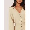 imagePRETTYGARDEN Sweater Dresses for Women 2025 Trendy Long Sleeve Button Down Short Mini Fall Winter DressBeige