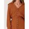 imagePRETTYGARDEN Sweater Dresses for Women 2025 Trendy Long Sleeve Button Down Short Mini Fall Winter DressBrick Red