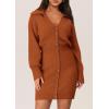 imagePRETTYGARDEN Sweater Dresses for Women 2025 Trendy Long Sleeve Button Down Short Mini Fall Winter DressBrick Red