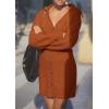 imagePRETTYGARDEN Sweater Dresses for Women 2025 Trendy Long Sleeve Button Down Short Mini Fall Winter DressBrick Red