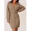 imagePRETTYGARDEN Sweater Dresses for Women 2025 Trendy Long Sleeve Button Down Short Mini Fall Winter DressCamel