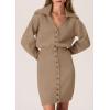 imagePRETTYGARDEN Sweater Dresses for Women 2025 Trendy Long Sleeve Button Down Short Mini Fall Winter DressCamel