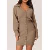 imagePRETTYGARDEN Sweater Dresses for Women 2025 Trendy Long Sleeve Button Down Short Mini Fall Winter DressCamel