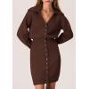 imagePRETTYGARDEN Sweater Dresses for Women 2025 Trendy Long Sleeve Button Down Short Mini Fall Winter DressCoffee