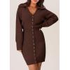 imagePRETTYGARDEN Sweater Dresses for Women 2025 Trendy Long Sleeve Button Down Short Mini Fall Winter DressCoffee